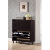 Baxton Studio Fp-2Ous-Cappucino Simms Dark Brown Modern Shoe Cabinet